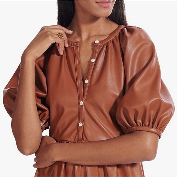 Staud Demi Vegan Leather Dress - Size Small - GUC - Picture 3 of 5